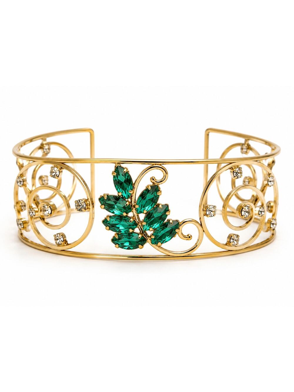 Vintage Harper 1/20 12K Gold Filled Art Deco Style Cuff Bracelet Green...